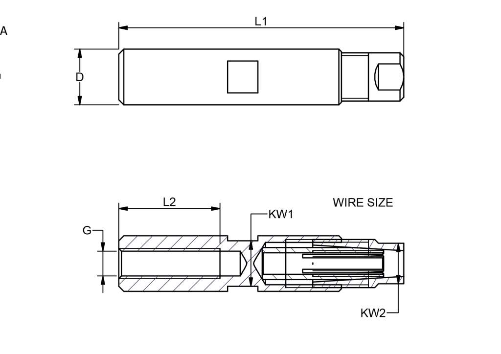 BLUE WAVE Swageless Terminal, klein aus Edelstahl A4 (AISI316)