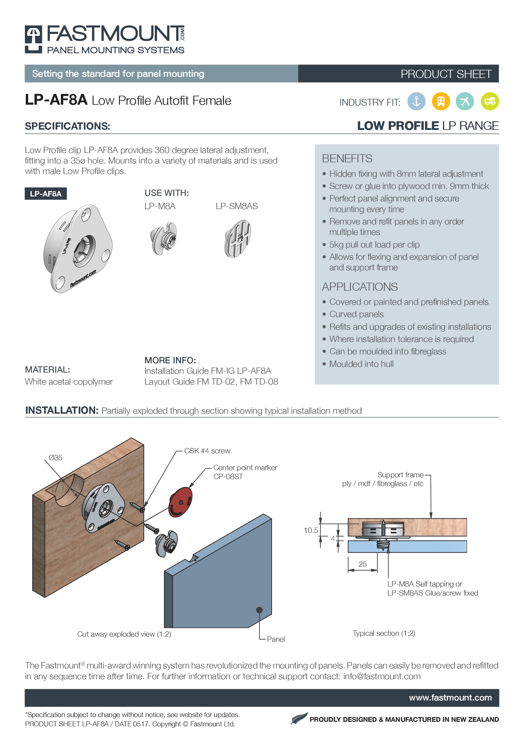 FASTMOUNT Low Profile Buchse LP-AF8A Autofit