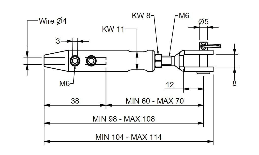 BLUE WAVE DIY Terminal mit Gabel aus Edelstahl A4 (AISI316)