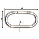Karabiner Ovale Form Fern-Ost-Import aus Edelstahl A4 (AISI316) VE=10 Stk.
