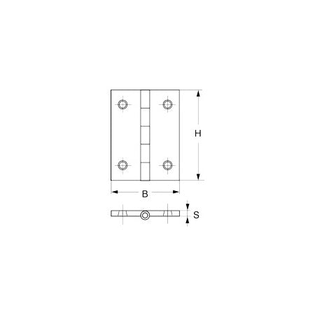 Scharnier schmal matt aus Edelstahl A2 (AISI304)