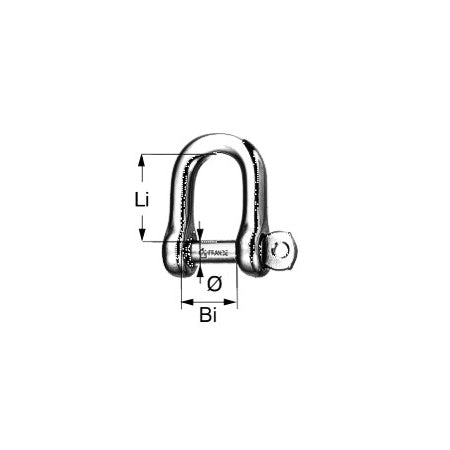 Wichard Schäkel mit HR-Bolzen D-Form lang geschmiedet Ø=10mm aus Edelstahl A5 (AISI630)