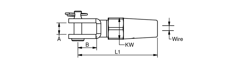 Blue Wave Schraubterminal mit Gabel, geschmieded aus Edelstahl A4 (AISI316)