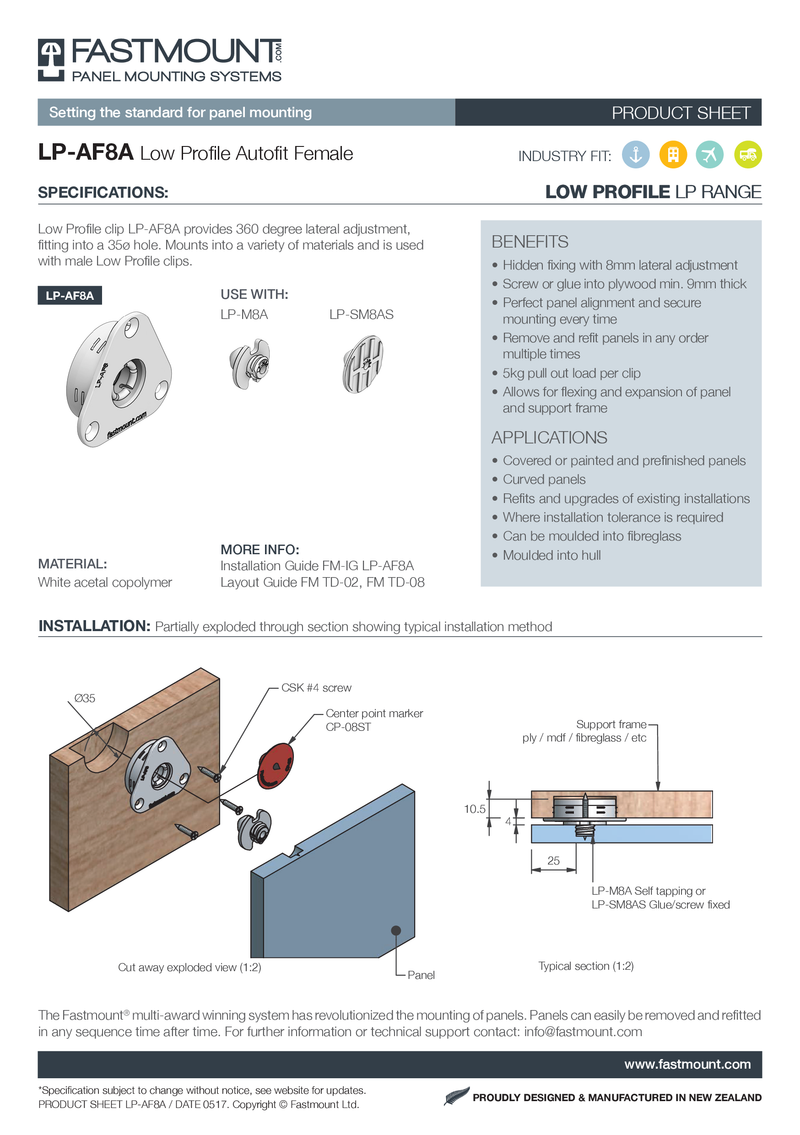 Fastmount™ Low Profile Buchse LP-AF8A Autofit