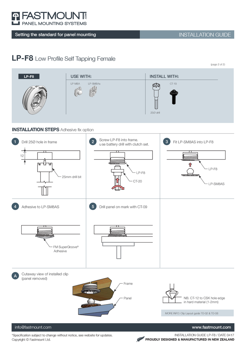 Fastmount™ Low Profile Buchse LP-F8 selbstschneidend