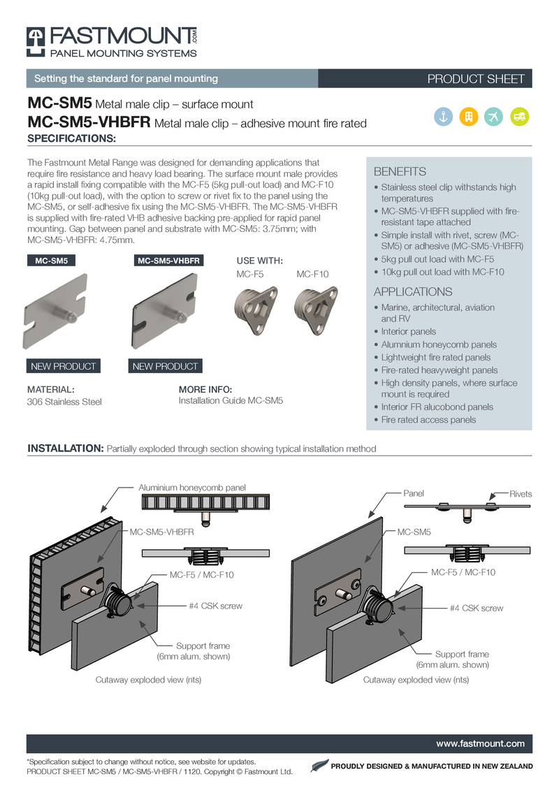 Fastmount™ Metall Clip MC-SM5-VHBFR klebbar