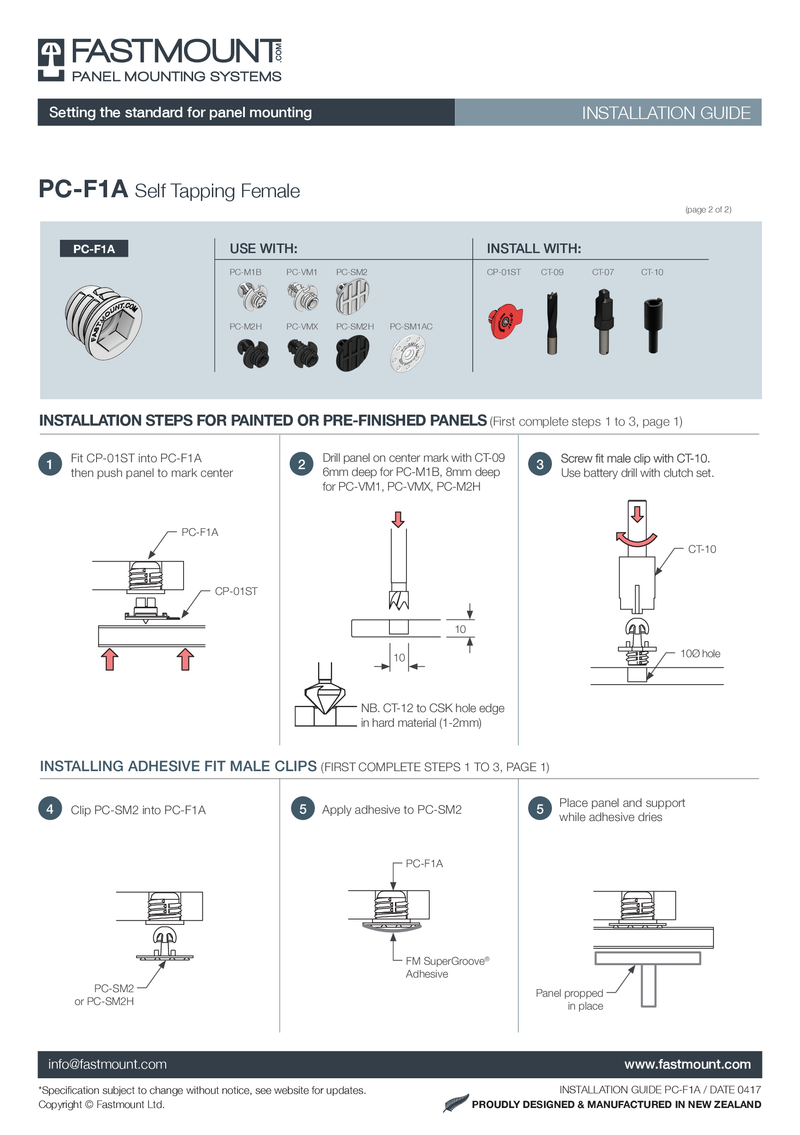 Fastmount™ Standard Clip Set PC-M1B + PC-F1A (5kg)