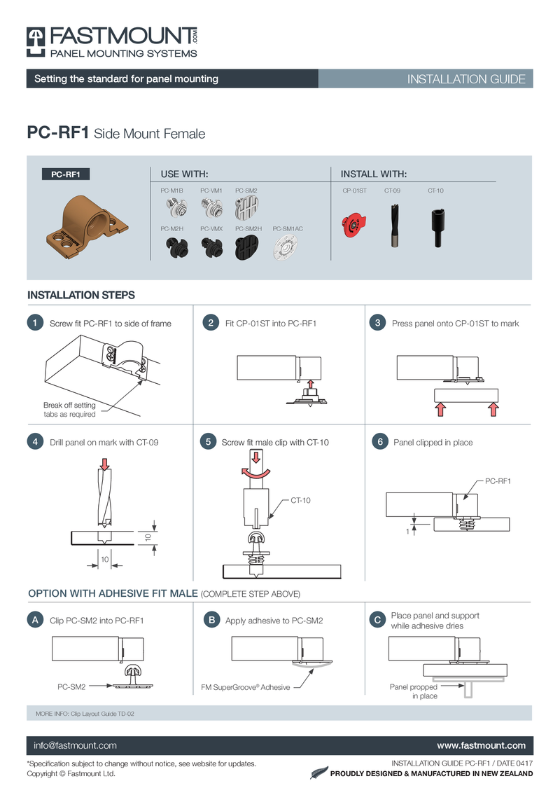 Fastmount™ Standard Buchse PC-RF1 Seitenmontage