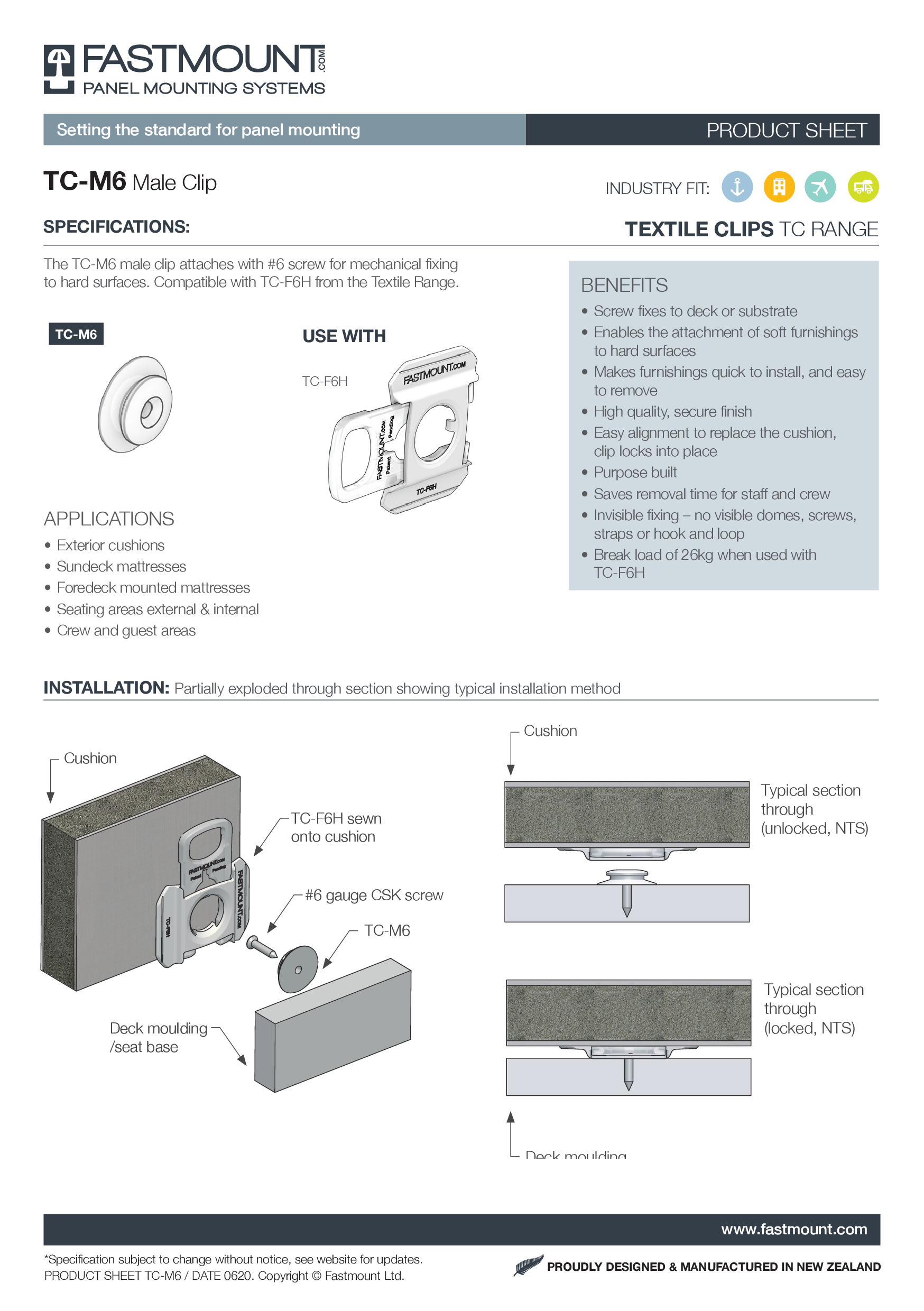 FASTMOUNT Textil Clip TC-M6 zum Anschrauben