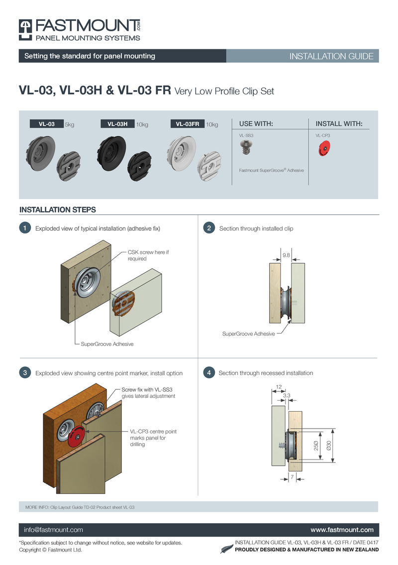 Fastmount™ Very Low Profile Buchse VL-F3H (10kg)