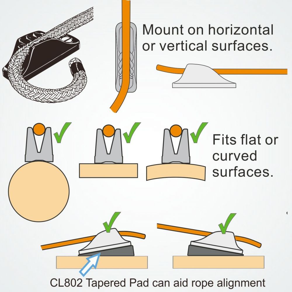 CLAMCLEAT Racing Micros, für Leine 1-4 mm