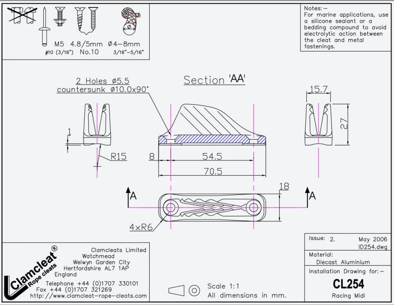 Clamcleat™ Racing Midi, für Leine 4-8mm
