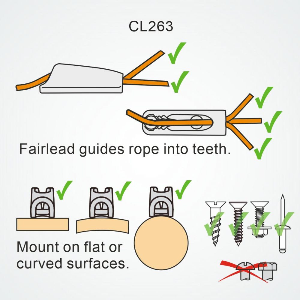 CLAMCLEAT Micros, für Leine 1-4mm