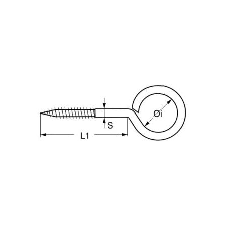 Ringschraube mit Holzgewinde aus Edelstahl A2 (AISI304) VE=10 Stk. - Industriefinish