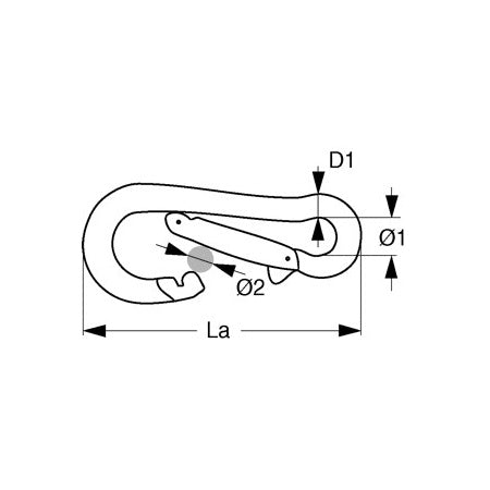 Kong Karabiner asymmetrisch mit Schraubsicherung aus Edelstahl A4 (AISI316)