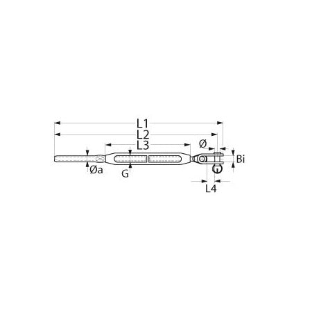 BLUE WAVE Wantenspanner Toggle-Terminal mit UNF-Gewinde und Bronze Hülse offen