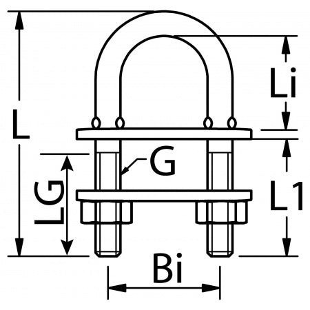 U-Bolzen Fern-Ost-Import aus Edelstahl A4 (AISI316)