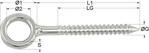 Ringschraube mit Holzgewinde AISI304
