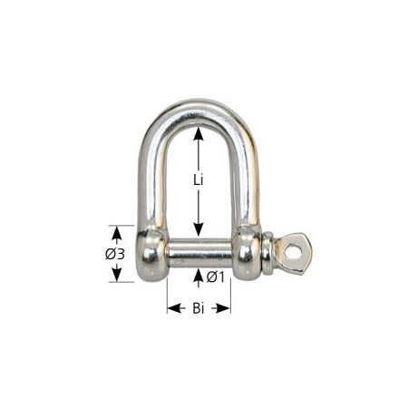 Schäkel D-Form lang Fern-Ost-Import aus Edelstahl A4 (AISI316) VE=10 Stk.